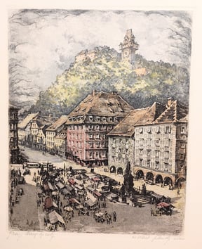Schwetz Karl Original Farbradierung Graz Hauptplatz