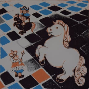 Königsspringerspiel, gerahmt € 270,-