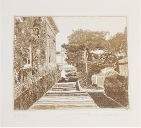 3 Am Ende des Schaberlachs, Radierung und Kaltnadel in zwei Farben