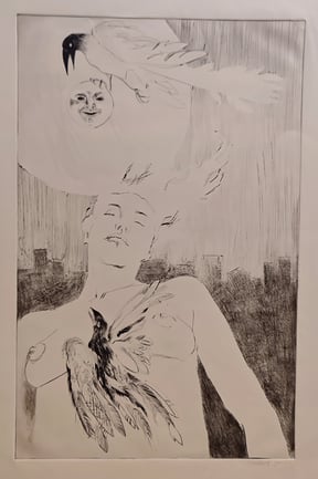 Akt mit Stadt und Krähen, € 40,-