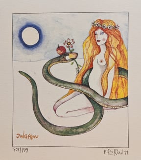 Florian Peter Original Farbradierung Sternzeichen Jungfrau