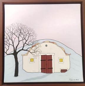 Fuchs Gerhard Stefan Acryl Weinkeller im Winter gerahmt