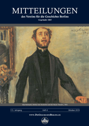 Artikel über www.zeit-fuer-berlin.de in den Mitteilungen des Vereins für die Geschichte Berlin. Titelblatt der Mitteilungen.