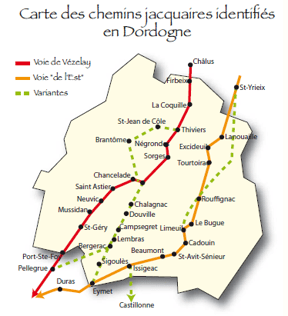 Notre camping longe le chemin de Saint Jacques de Compostelle (entre St Géry et Port  Ste Foy