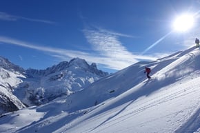 erste Spuren vom Col de Chamois in der Aiguille Kulisse 