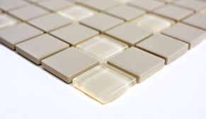 mosaico antiscivolo opaco in ceramica e vetro colore beige