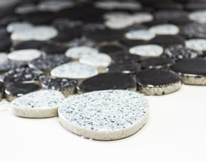 mosaico ceramica a gocce mix bianco nero lucido