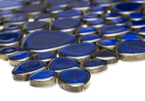 mosaico ceramica tondo blu lucido