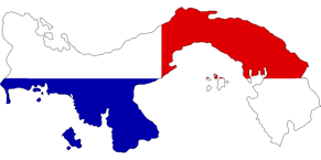 Geografische Karte kombiniert mit der Nationalflagge von Panama