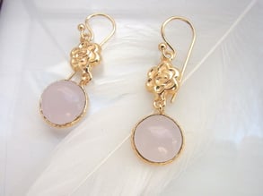 Edelstein Ohrringe mit Rosenquarz Steinen in gold