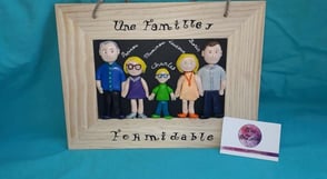idée cadeau famille, cadeau personnalisé, portrait de famille fimo