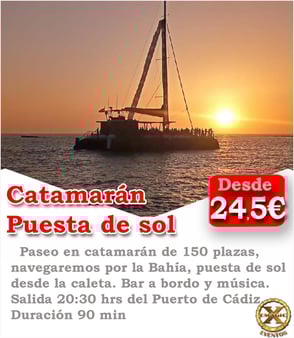 puesta de sol en barco Cadiz