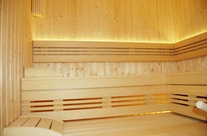 Elegant wooden sauna interior at the SPA & Wellness Hub of Palata Venezia