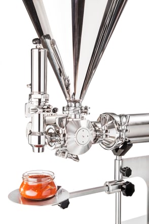 Pompe doseuse coupe-goutte avec trémie conique pour pots de confiture / SCIM