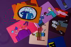 Verschiedene Karten für Paarberatungsthemen