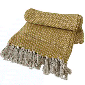 Plaid, Katoen, 125x150cm, Oker, Geel, Eco katoen