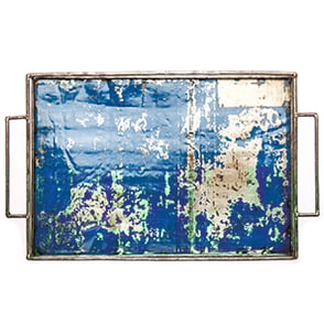 Dienblad, Blauw, Metaal, Upcycling, unieke decoratie