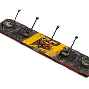 Kapstok, Moogoo Creative Africa, Metaal, Zwart, Geel, 5 haken, 90cm, Upcycling