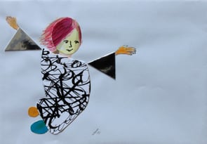 Der Flug Tusche auf weißem Briefumschlag