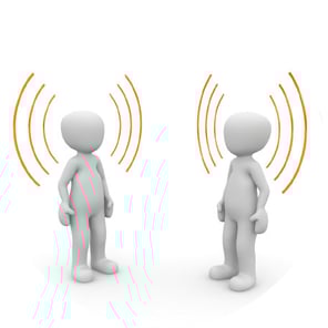 Zwei Menschen im Gespräch Illustration