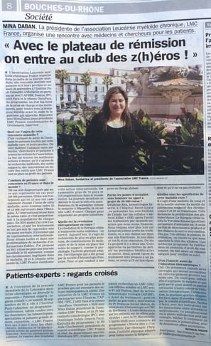 LMC France Journal La Marseillaise leucemie myeloide chronique nouveau medicament espoir guerison itk glivec tasigna spycel bosulif iclusig