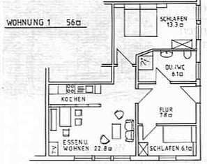 Grundriss der Ferienwohnung 1.