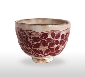 赤絵掻き落とし碗　杉浦眞