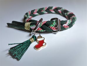 Weihnachtshalsband Welpen grün weiß rot