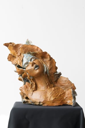 Portrait femme céramique et émaux, Atman