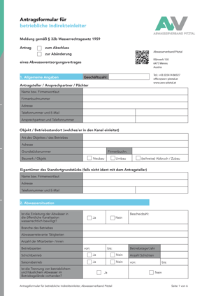Muster Antrag "betriebliche Indirekteinleiter"