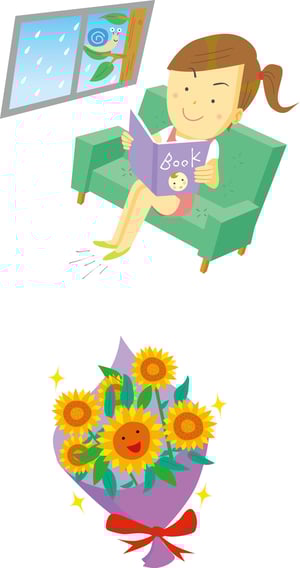 読書・花イラスト