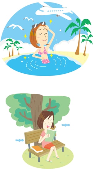 夏の旅行・読書イラスト