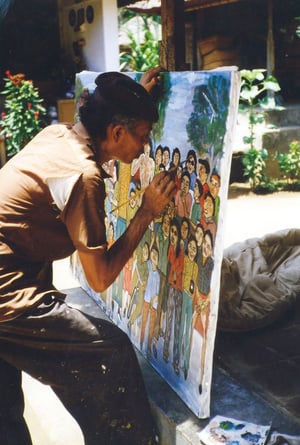 Roda peignant "Le mariage des géants"