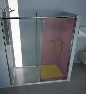 Zona de ducha de la mampara frontal