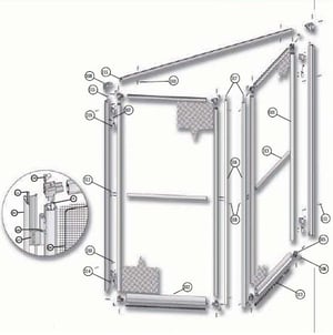 Despiece de la mosquitera abatible de dos hojas de aluminio