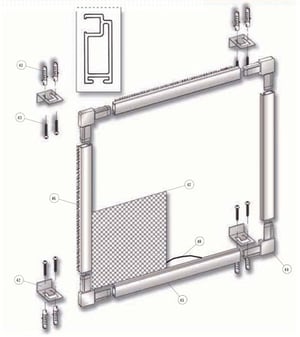 Despiece y accesorio de la mosquitera simple