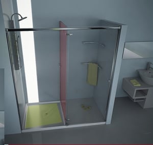 Zona de ducha y vestidor en esta moderna mampara