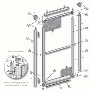 Despiece mosquitera de aluminio abatible de una hoja
