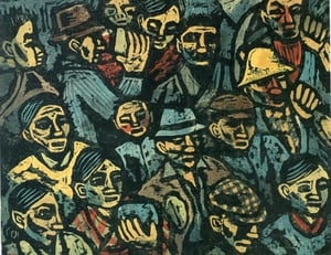 工場区の人々　1933年制作　（版画）　小野忠重展　町田市立国際版画美術館カタログより転載