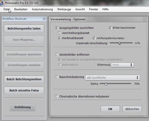 Belichtungsreihe laden - Optionen