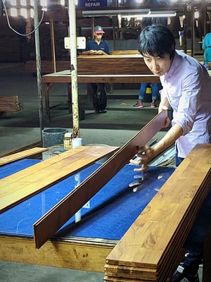 アンドウッド 無垢フローリング 新潟 調達記 andwood チーク 製材 検品