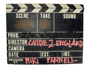vintage clapper-board with Zakwashington logo