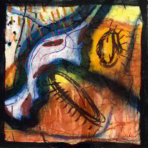 Fragment:Donau, #6, 2021, Mischtechnik mit Collage auf Dibond, 60x60 cm