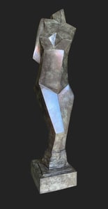 Muze - schoonheid en kracht in kubistische harmonie | brons - 95 cm (te koop)