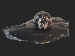 Eye of the tiger - Focus in steen, ruw, verfijnd, gepolijst | zeldzaam Portoro marmer - 15x35x25 cm (te koop)