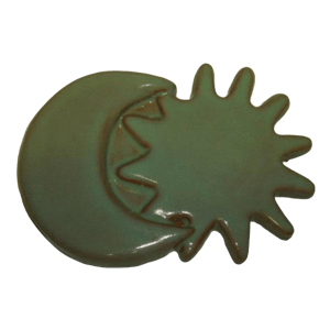  Petite lune avec soleil émaillé vert clair diamètre 16 cm