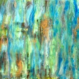 "JUNGLE RAINS"   (12X12 on finished 1.5" deep cradle wood panel)   Exclusively at A'EO Fine Art, Greensboro NC