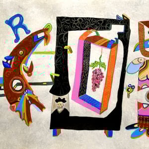 "CHINON" 40x60 acrylique sur papier amate, 2022.