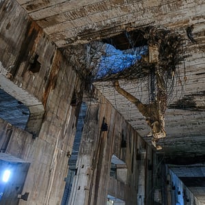 A bomb hit by the British who ultimately prevented the completion of the bunker.
