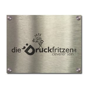 Edelstahl Schild gebürstet lasern mit Bohrungen rechteckig